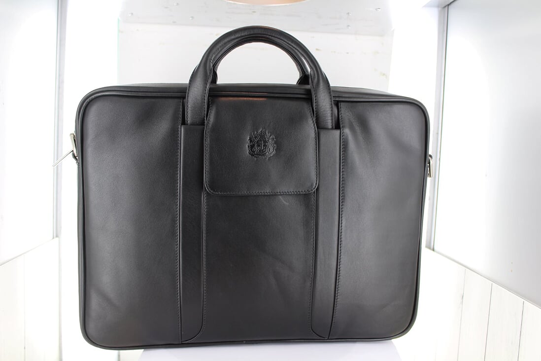 Black Leather Office Bag  Lloyd's Shop - By Fluid Branding